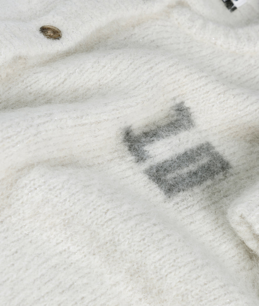 hairy knit cardigan | ecru
