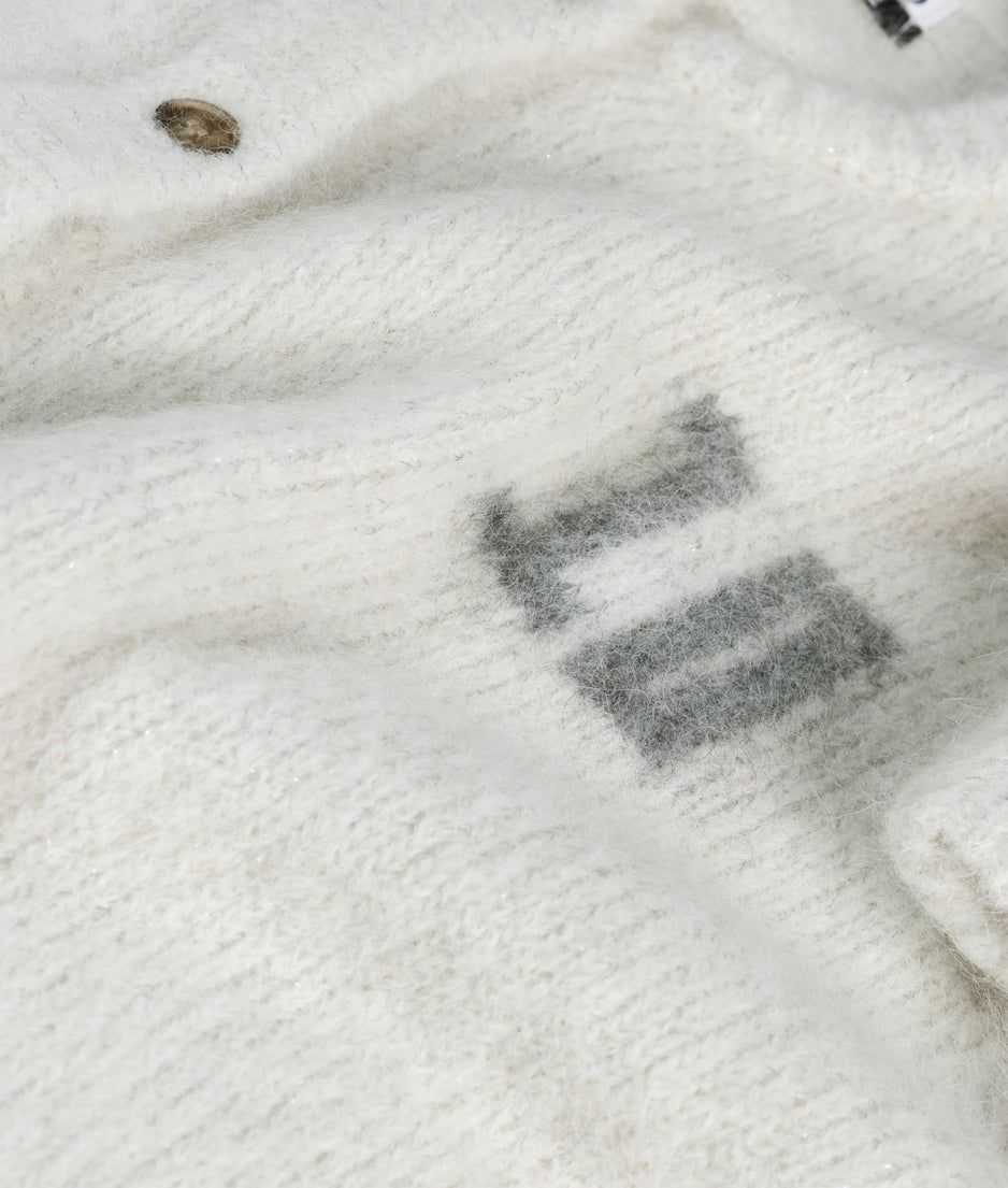 hairy knit cardigan | ecru