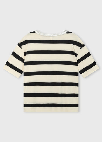 short sleeve tee stripe | light natural/grey raven