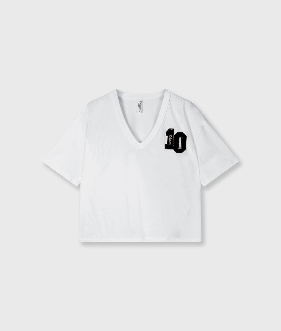 thick cotton v-neck tee | white