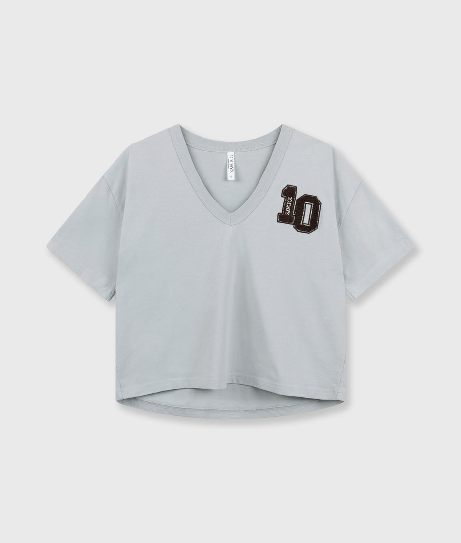 thick cotton v-neck tee | clean blue