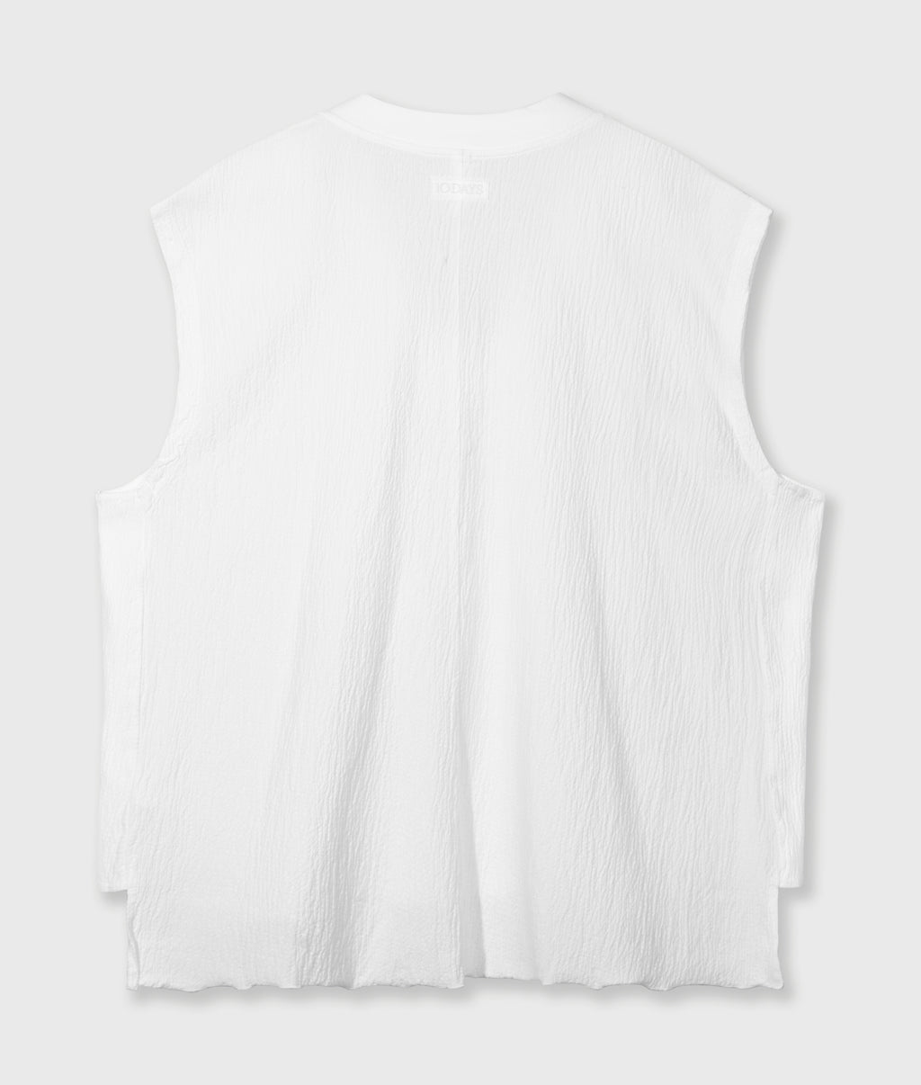 v-neck crinkle top | ecru
