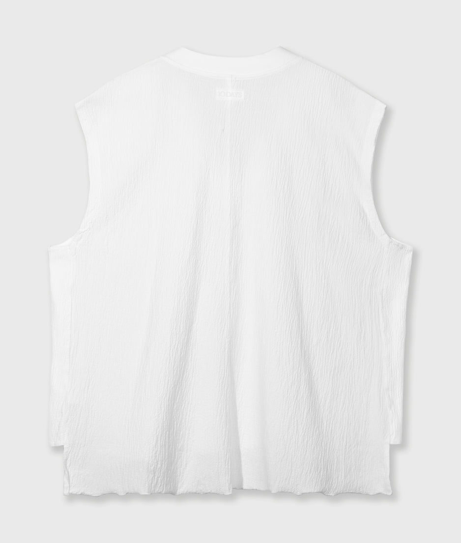 v-neck crinkle top | ecru