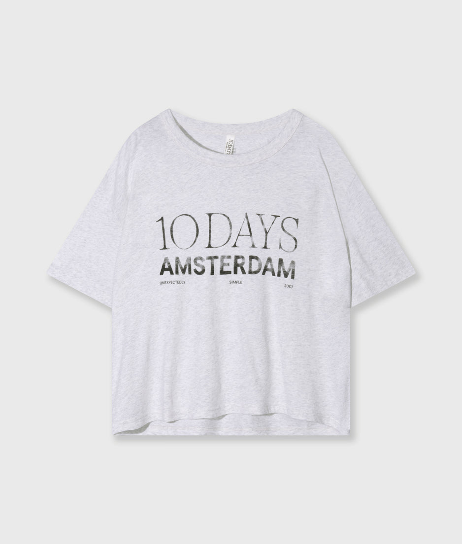 crew neck tee logo | white grey melee