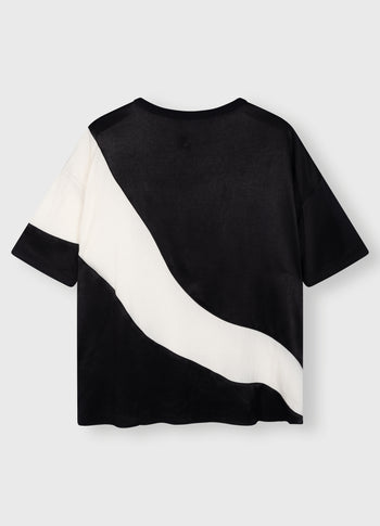 tee blouse contrast | black