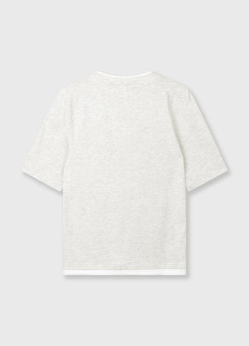 double layer v-neck tee | soft white melee