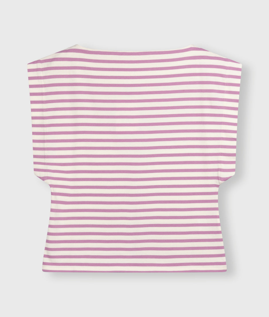 squared proud tee stripes | ecru/violet