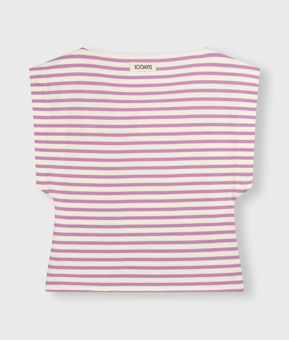 squared proud tee stripes | ecru/violet