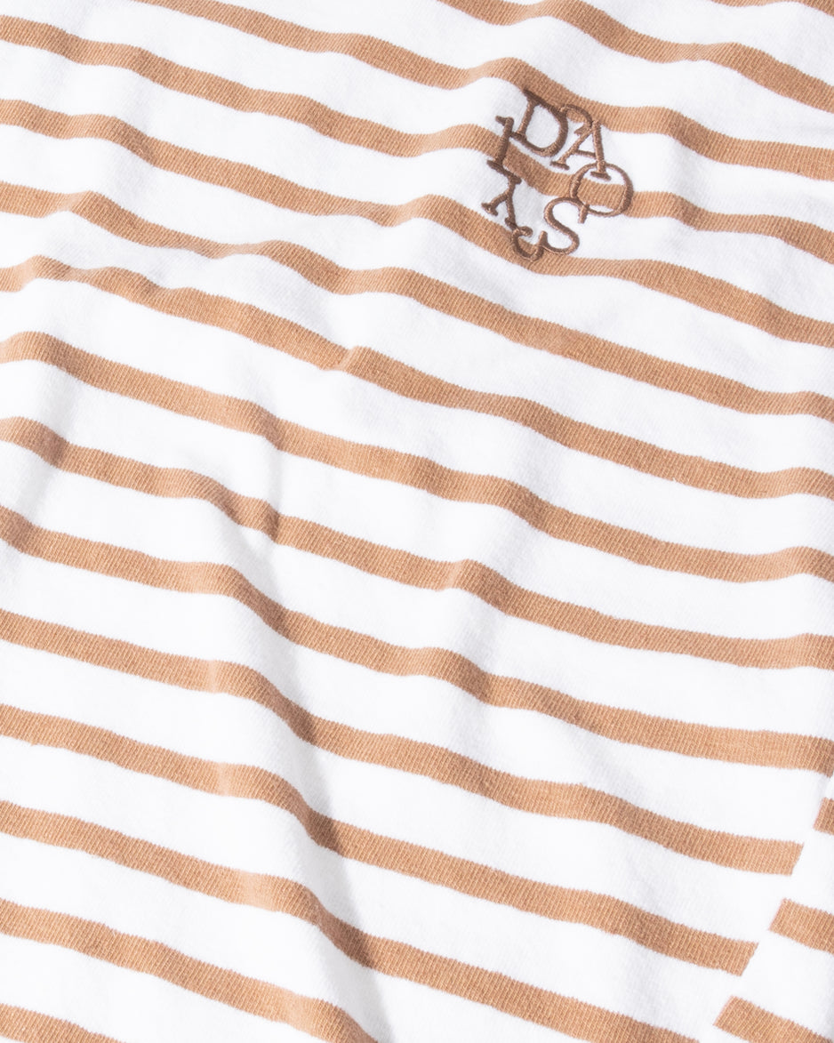v-neck tee stripes | white/fudge