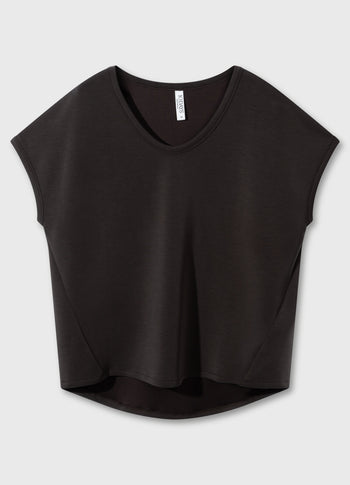 soft scuba v-neck tee | chocolate