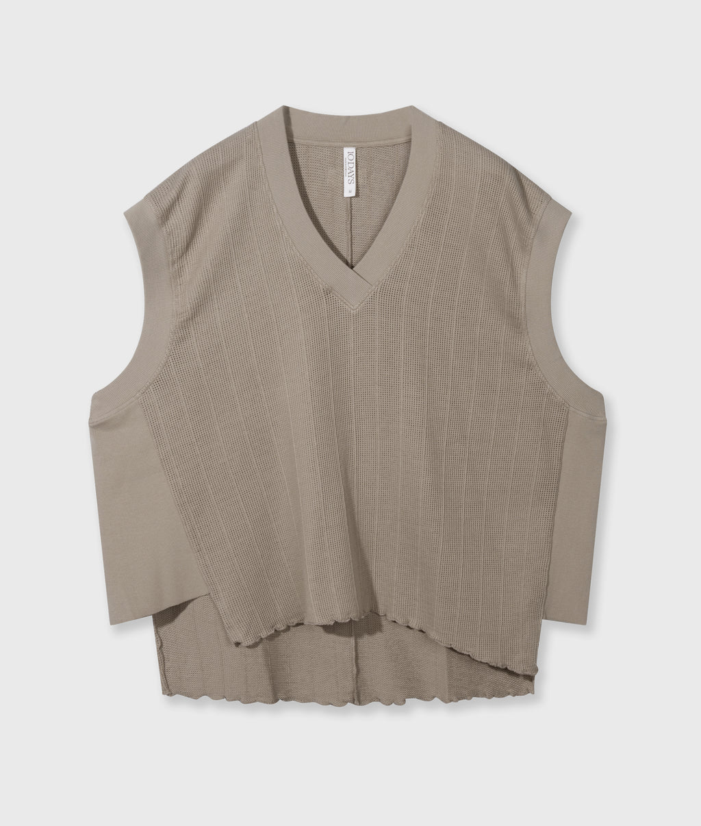v-neck mesh top | fog