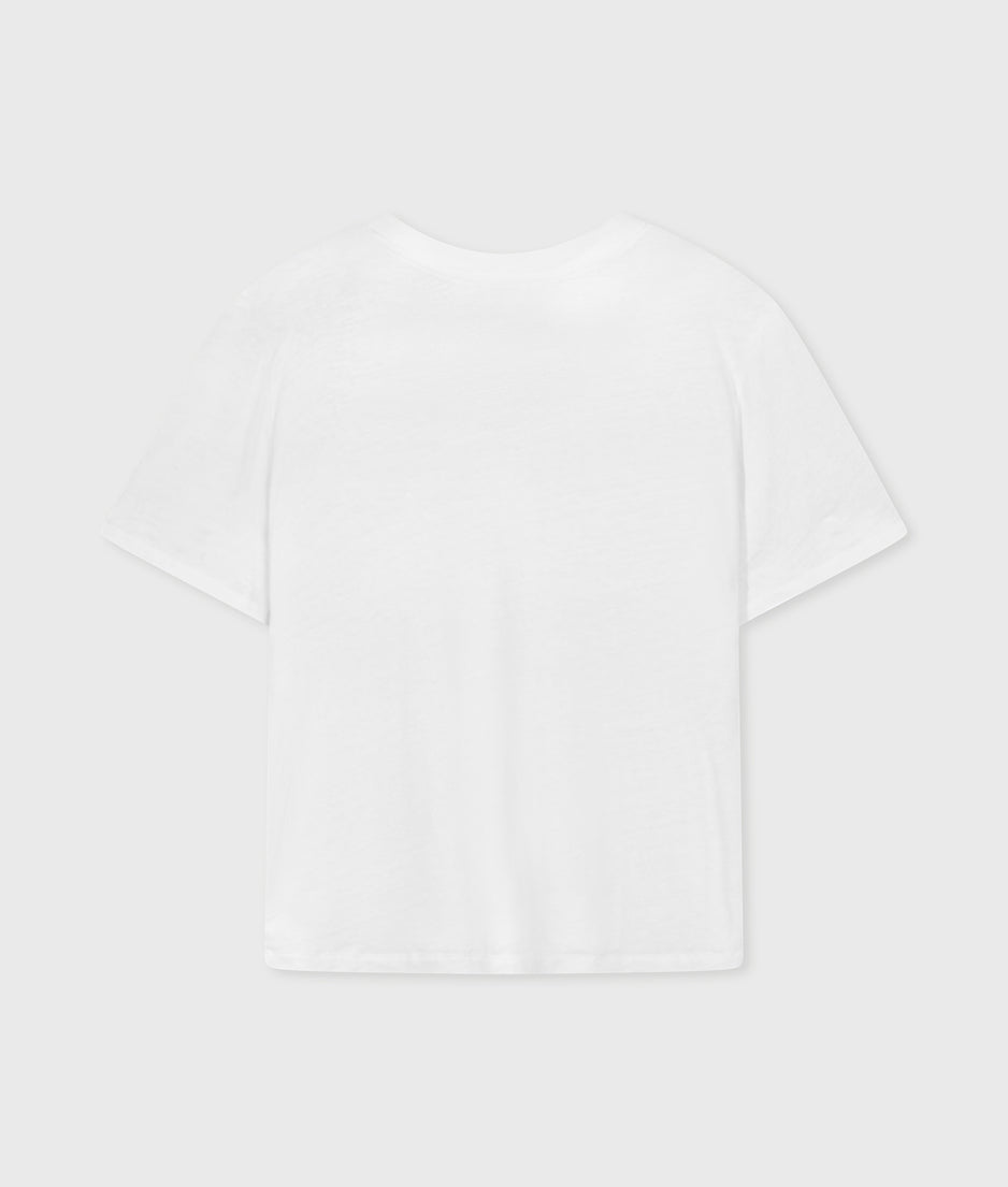 v-neck tee linen | white