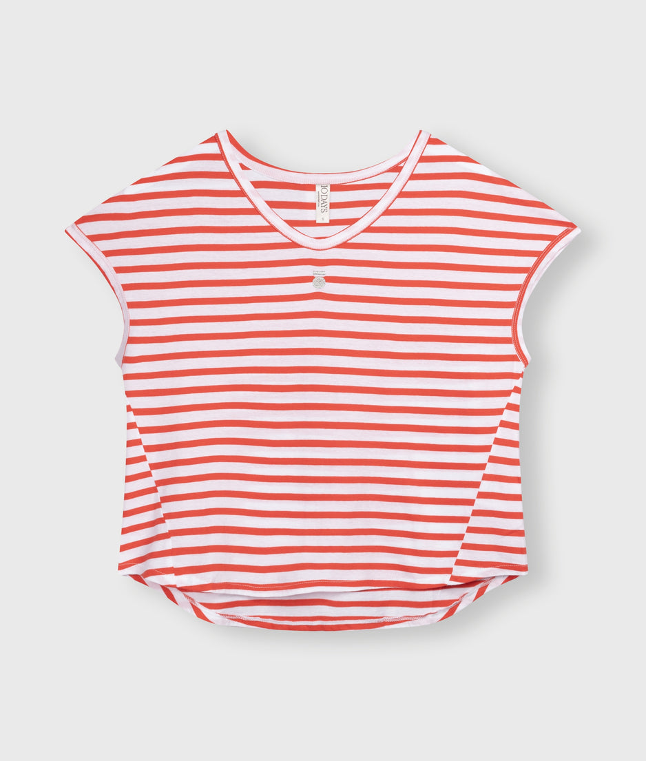 tee stripes | white/poppy red