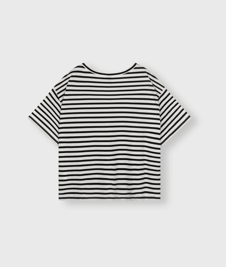 tee stripe sequins logo | ecru/black