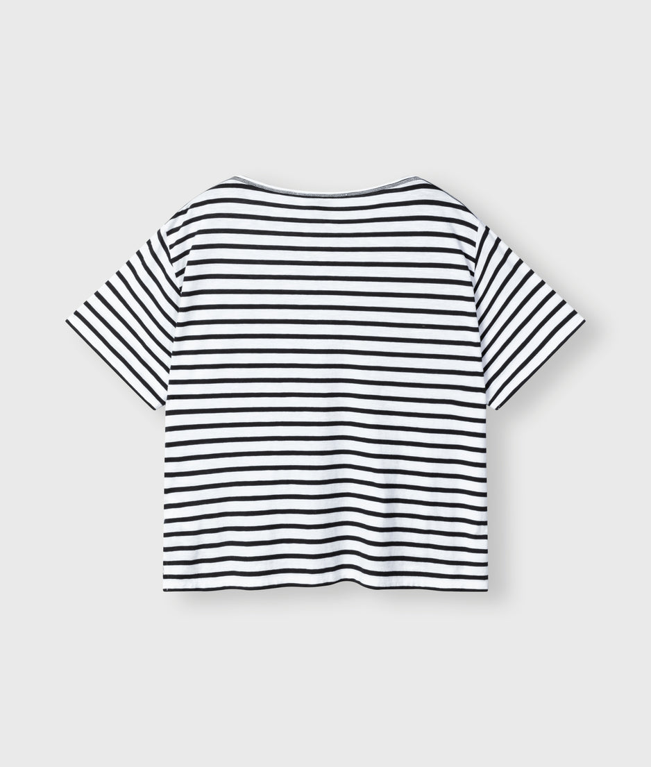 jersey tee stripes | ecru/black