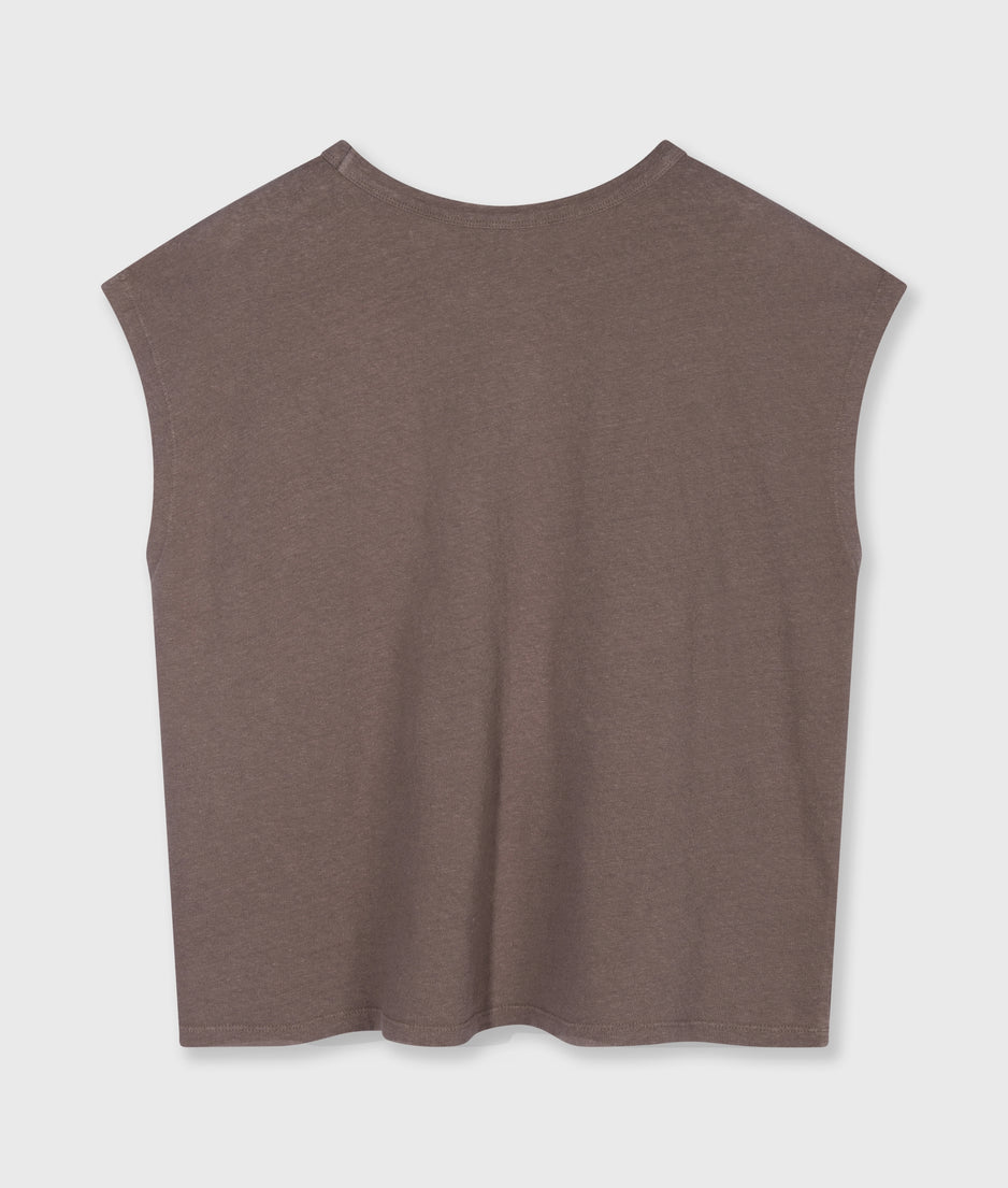 cotton linen tee | moonrock
