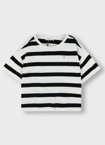 oversized tee stripes | white/black