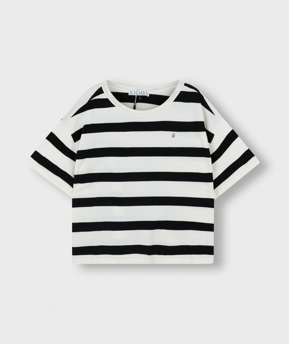 oversized tee stripes | white/black