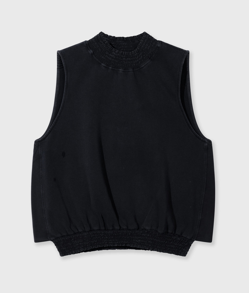 smocked top | dark charcoal
