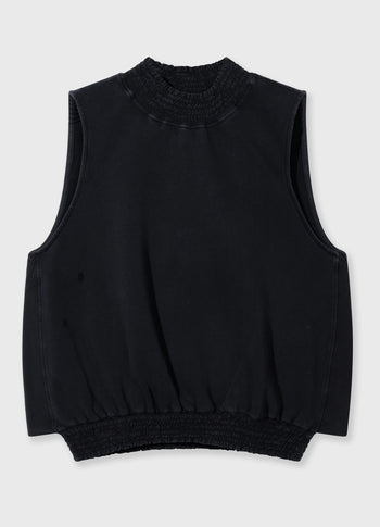 smocked top | dark charcoal