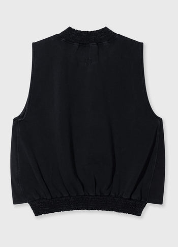 smocked top | dark charcoal