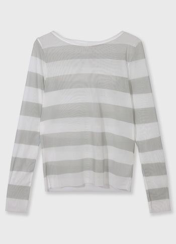 mesh long sleeve stripes | white/stone