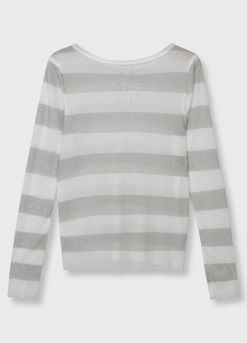 mesh long sleeve stripes | white/stone