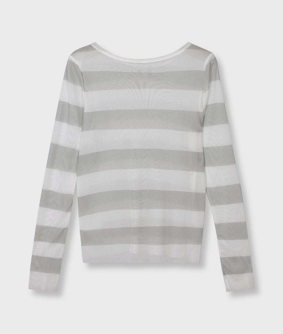 mesh long sleeve stripes | white/stone