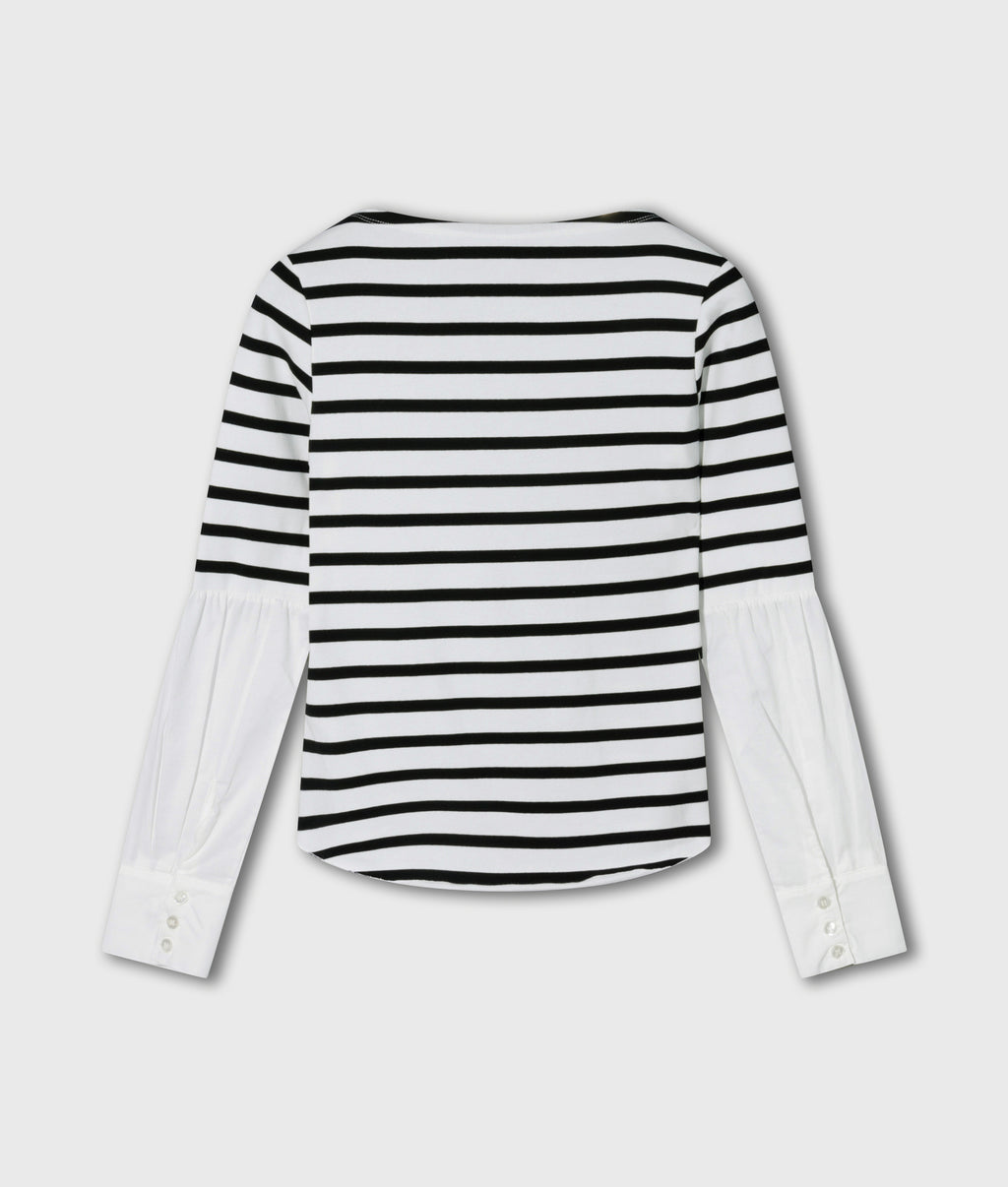 long sleeve tee stripes | ecru/black