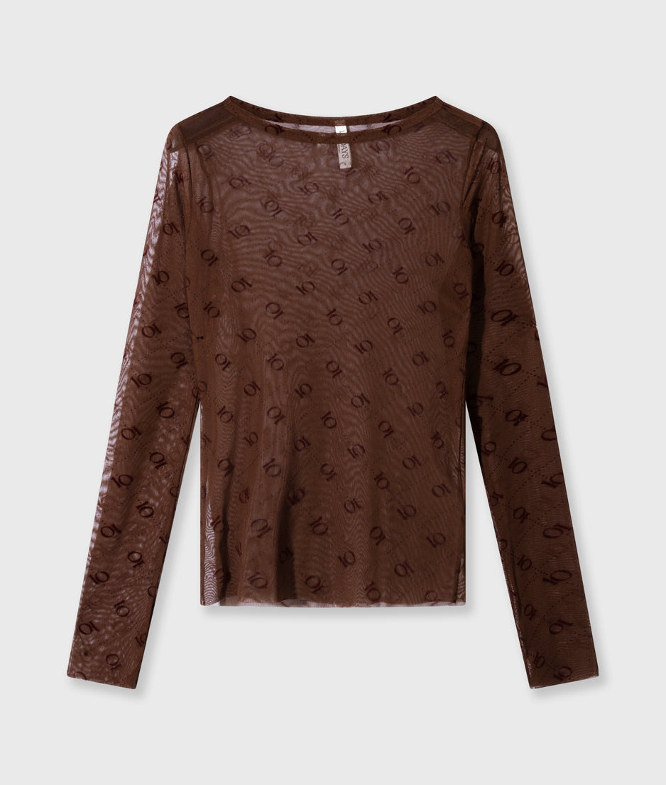 mesh long sleeve monogram | dark truffle