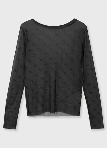 mesh long sleeve monogram | steel blue