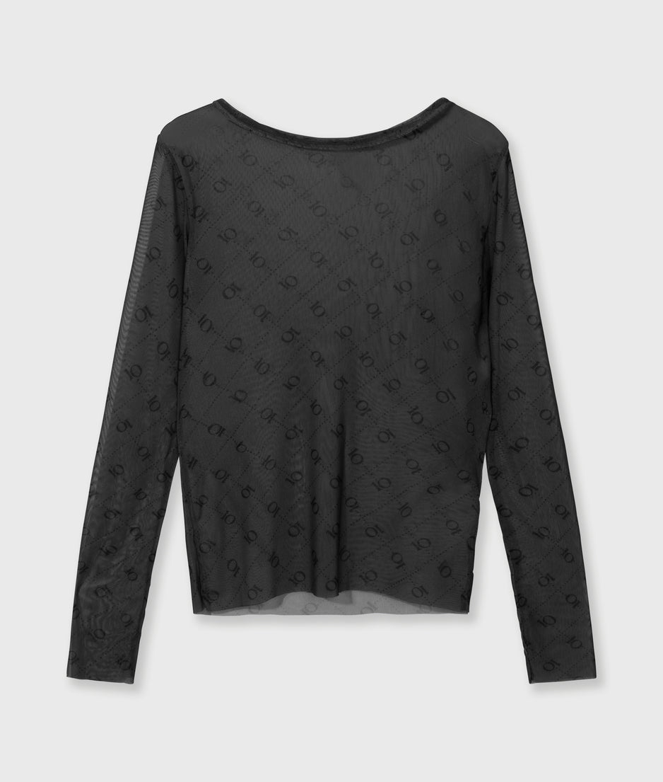 mesh long sleeve monogram | steel blue