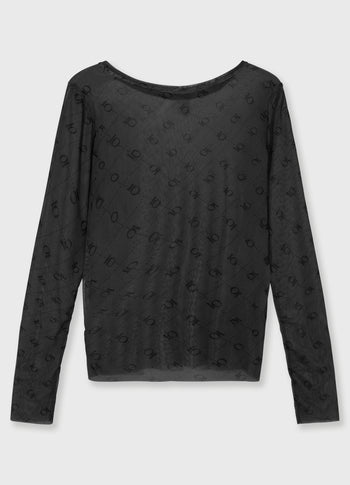 mesh long sleeve monogram | steel blue