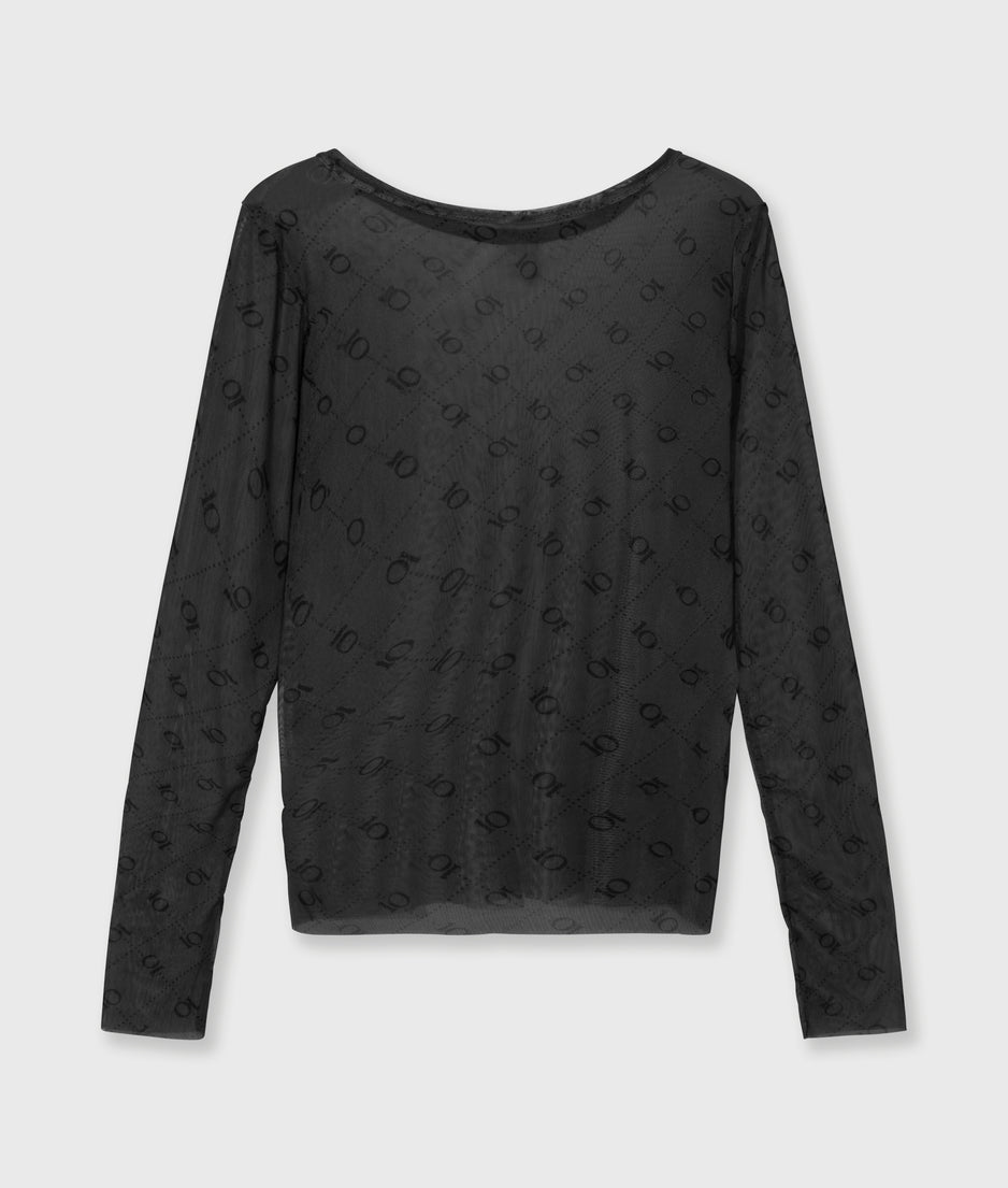 mesh long sleeve monogram | steel blue