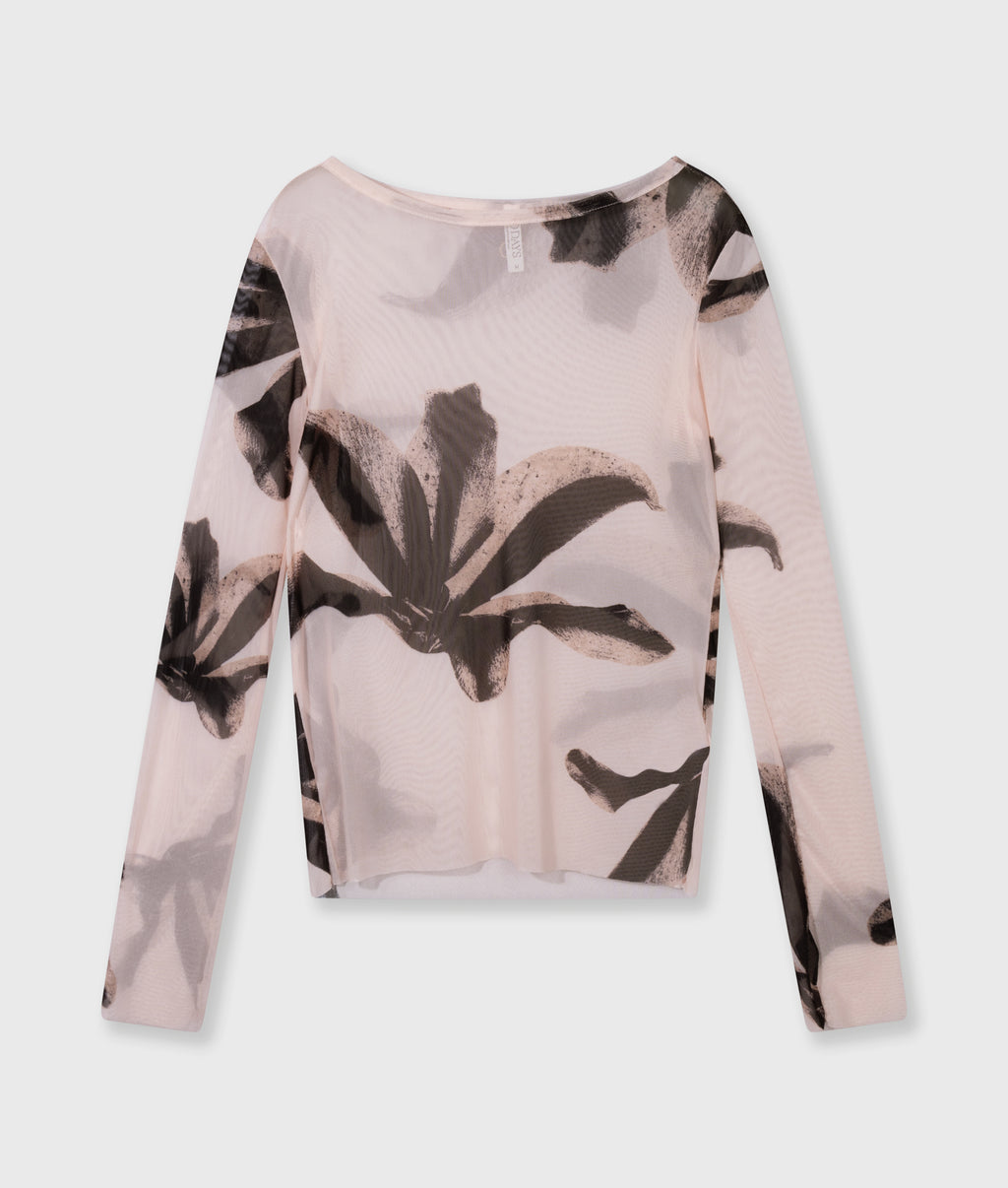 mesh long sleeve flower | powder