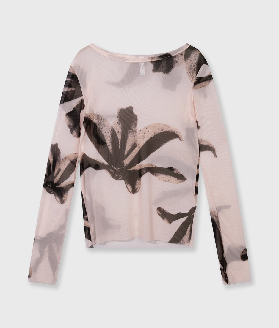 mesh long sleeve flower | powder