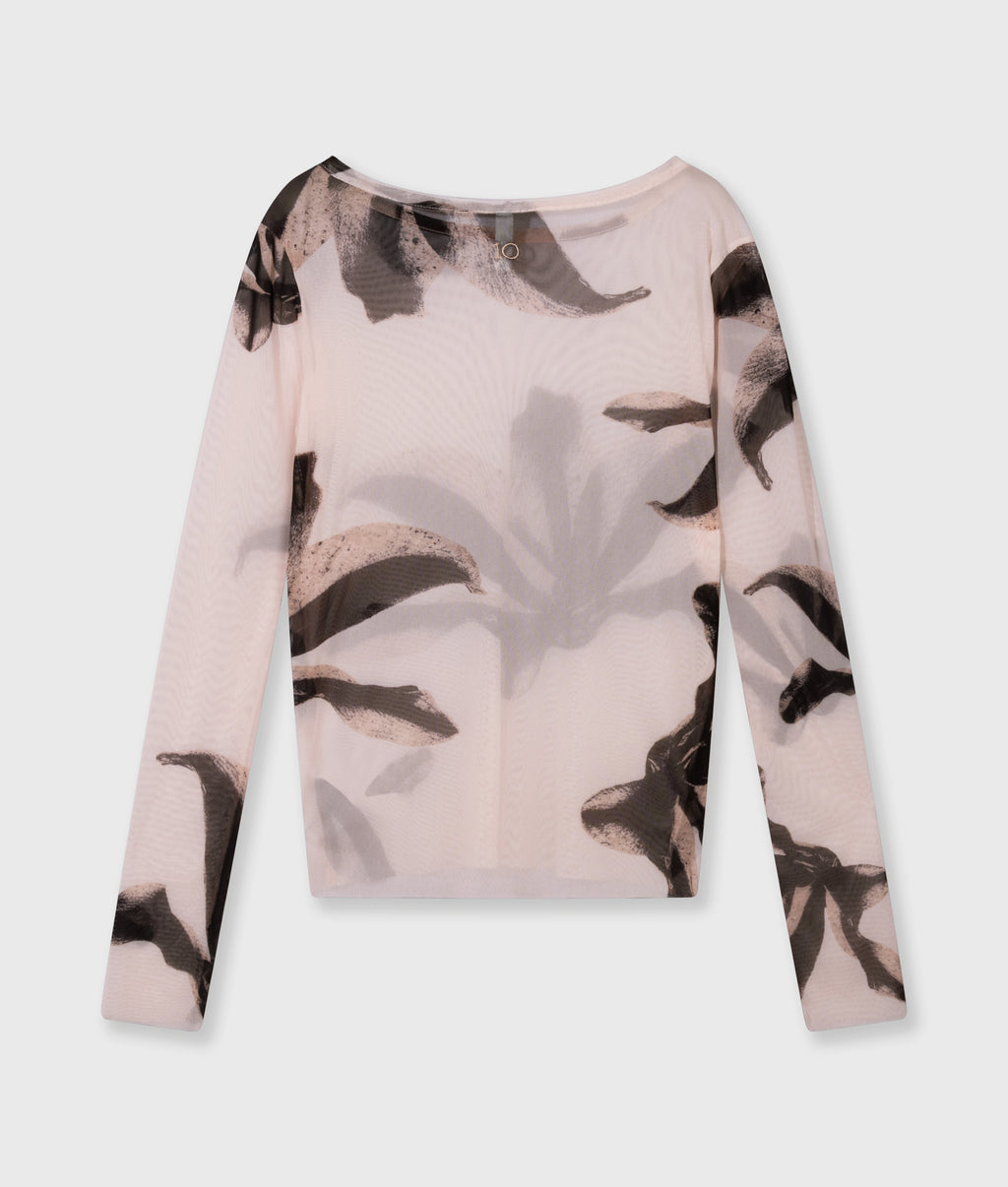 mesh long sleeve flower | powder
