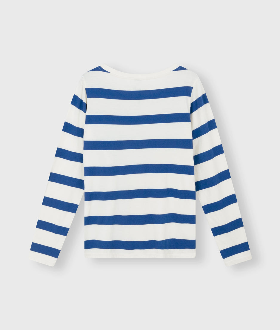 longsleeve tee bow stripe | ecru/electric blue