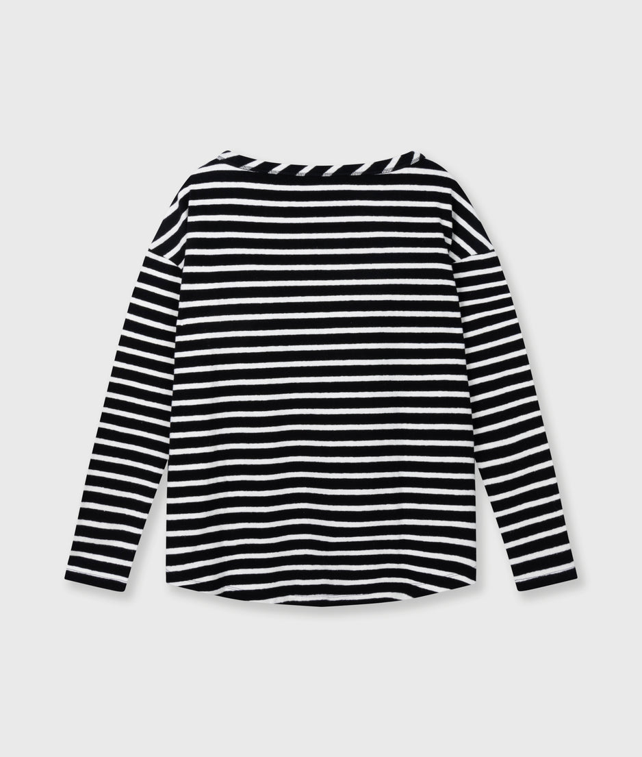long sleeve tee stripes | black/ecru