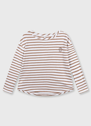 long sleeve tee stripes | white/fudge