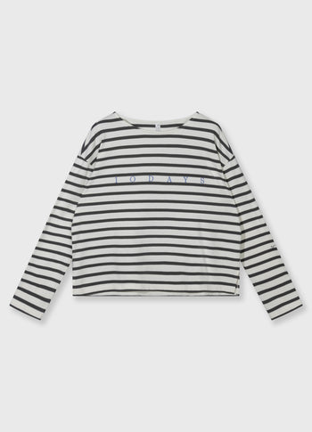 boat neck top stripes | ecru/steel blue
