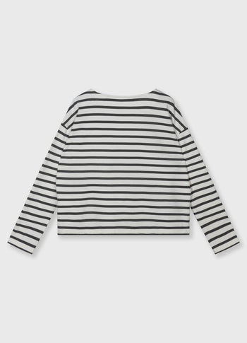 boat neck top stripes | ecru/steel blue