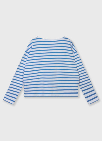 boat neck top stripes | white/ultramarine
