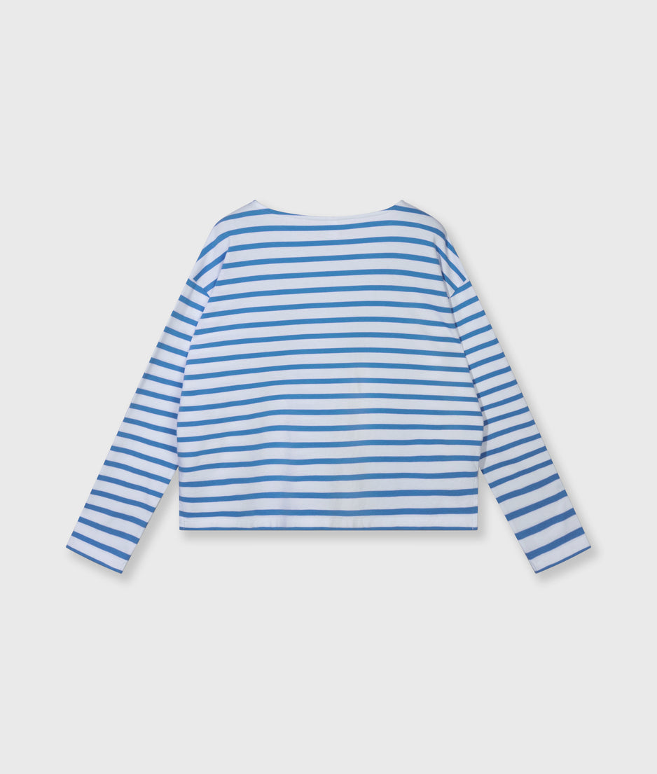 boat neck top stripes | white/ultramarine