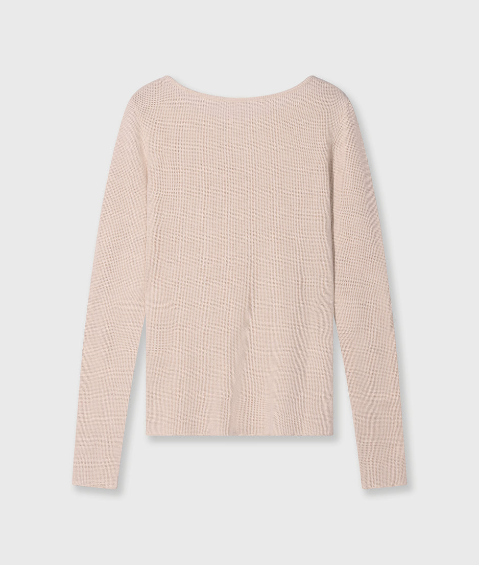 boat neck long sleeve tee mesh | light earth