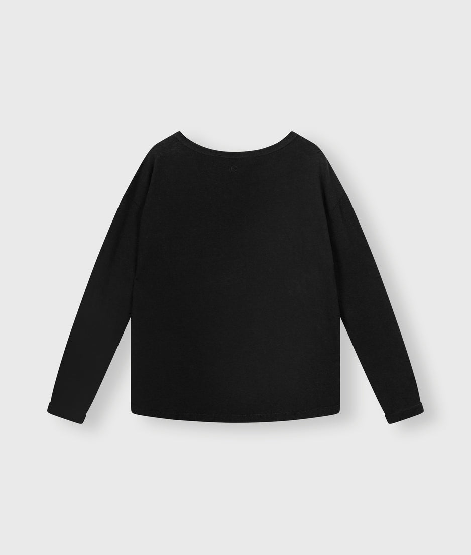 longsleeve tee linen | black