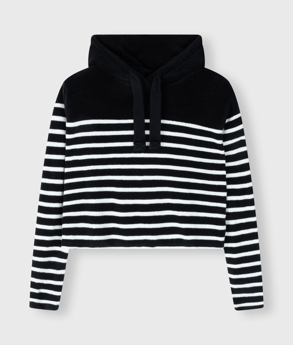 terry hoodie stripes | black/ecru