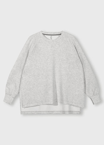 soft scuba blouse sweater | white grey melee
