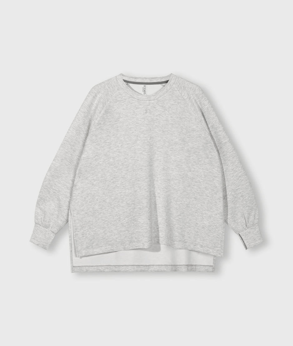 soft scuba blouse sweater | white grey melee