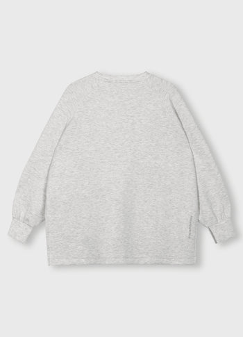 soft scuba blouse sweater | white grey melee